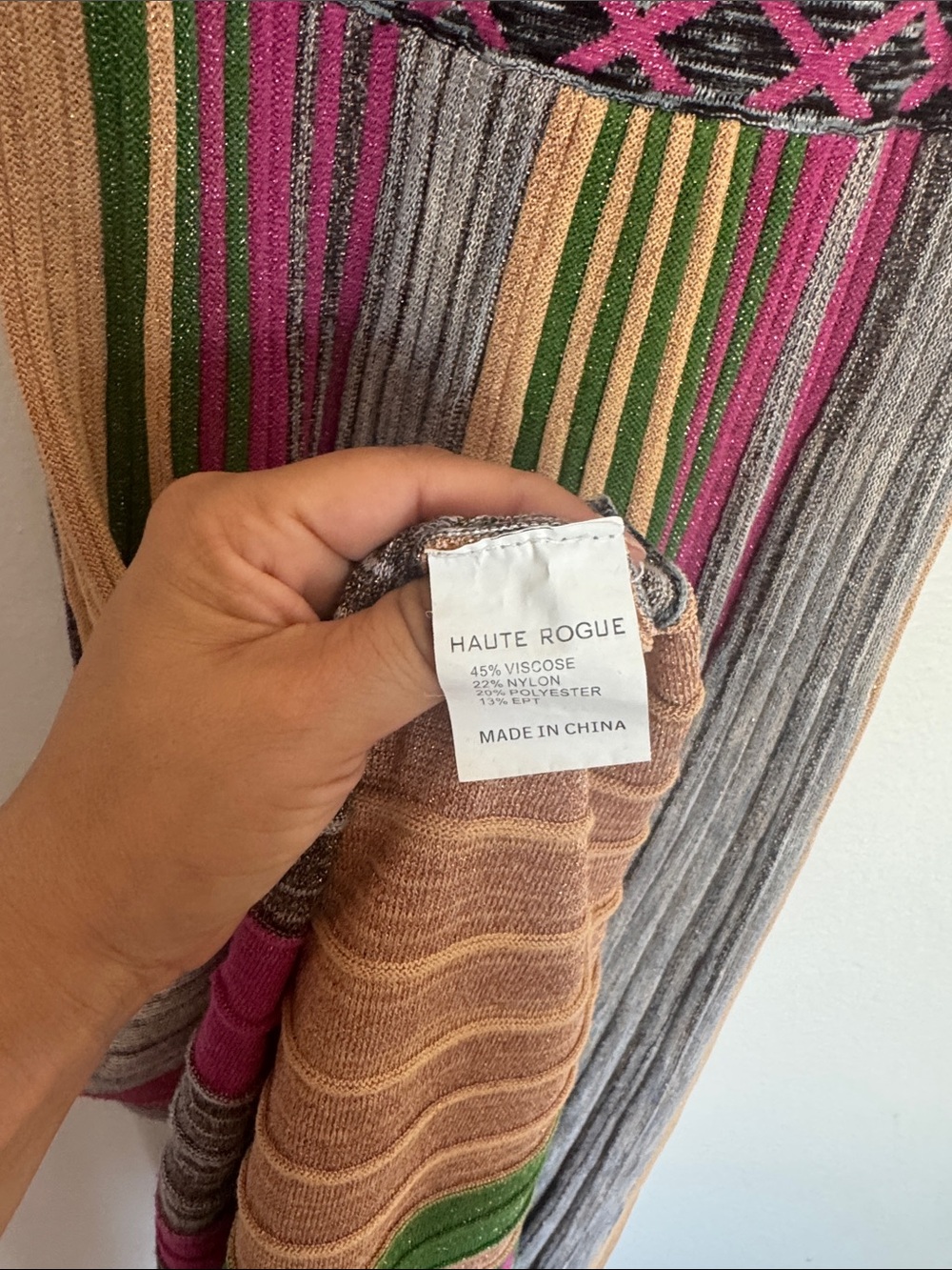 Haute Rogue V-Neck Striped Maxi Dress in Pink, Green & Tan - Picture 4 of 5